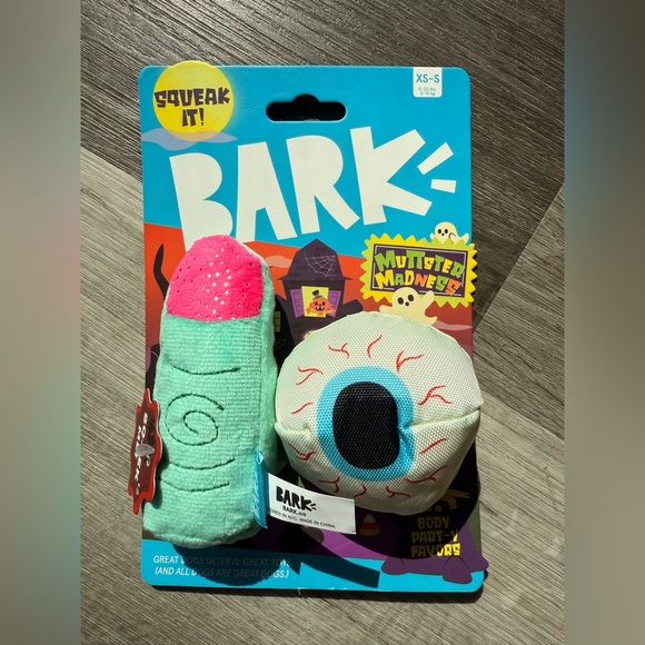 2 Pack BARK Halloween Dog Toy Set XS-S Monster Madness Eyeball Squeaky Plush - Picture 3 of 4